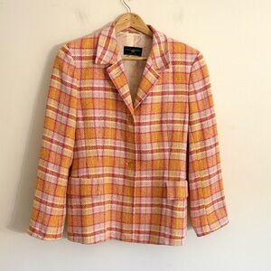 Luciano Barbera Pink Orange Silk Wool Blazer US Medium EU 46